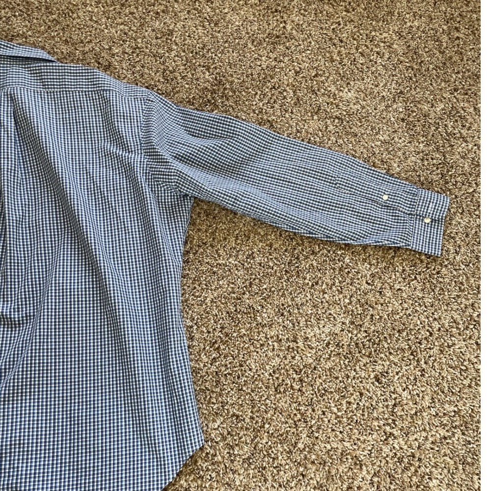 Ralph Lauren Mens Classic Fit Gingham Button Down Shirt Blue Size 17.5 34/35 - Picture 11 of 12